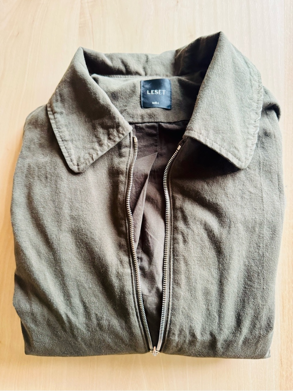 LESET Olive Green Lightweight Zip Shirt Jacket Medium Size